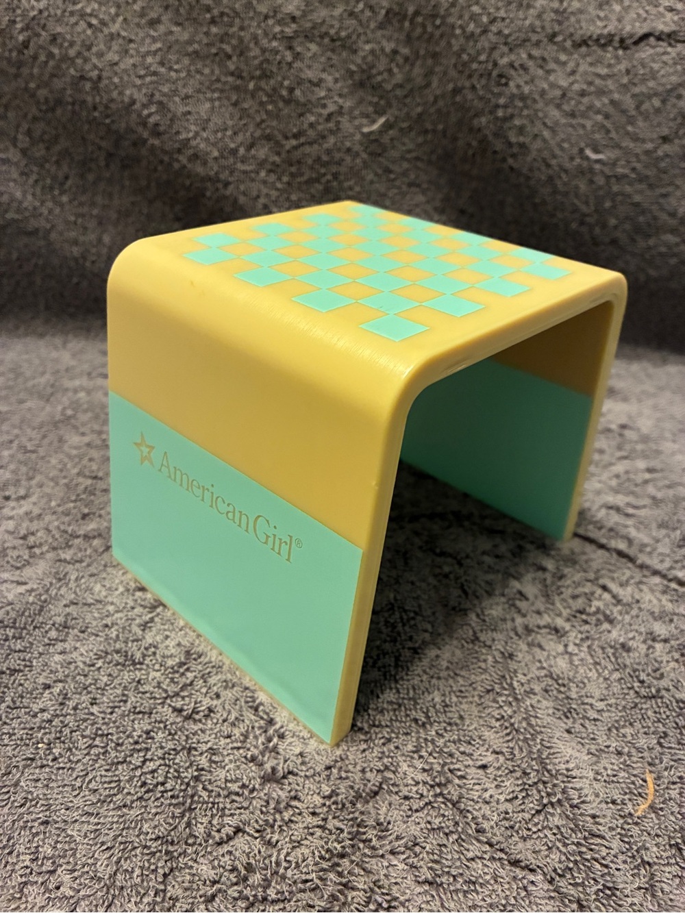 American Girl Yellow and Mint Chess Stool